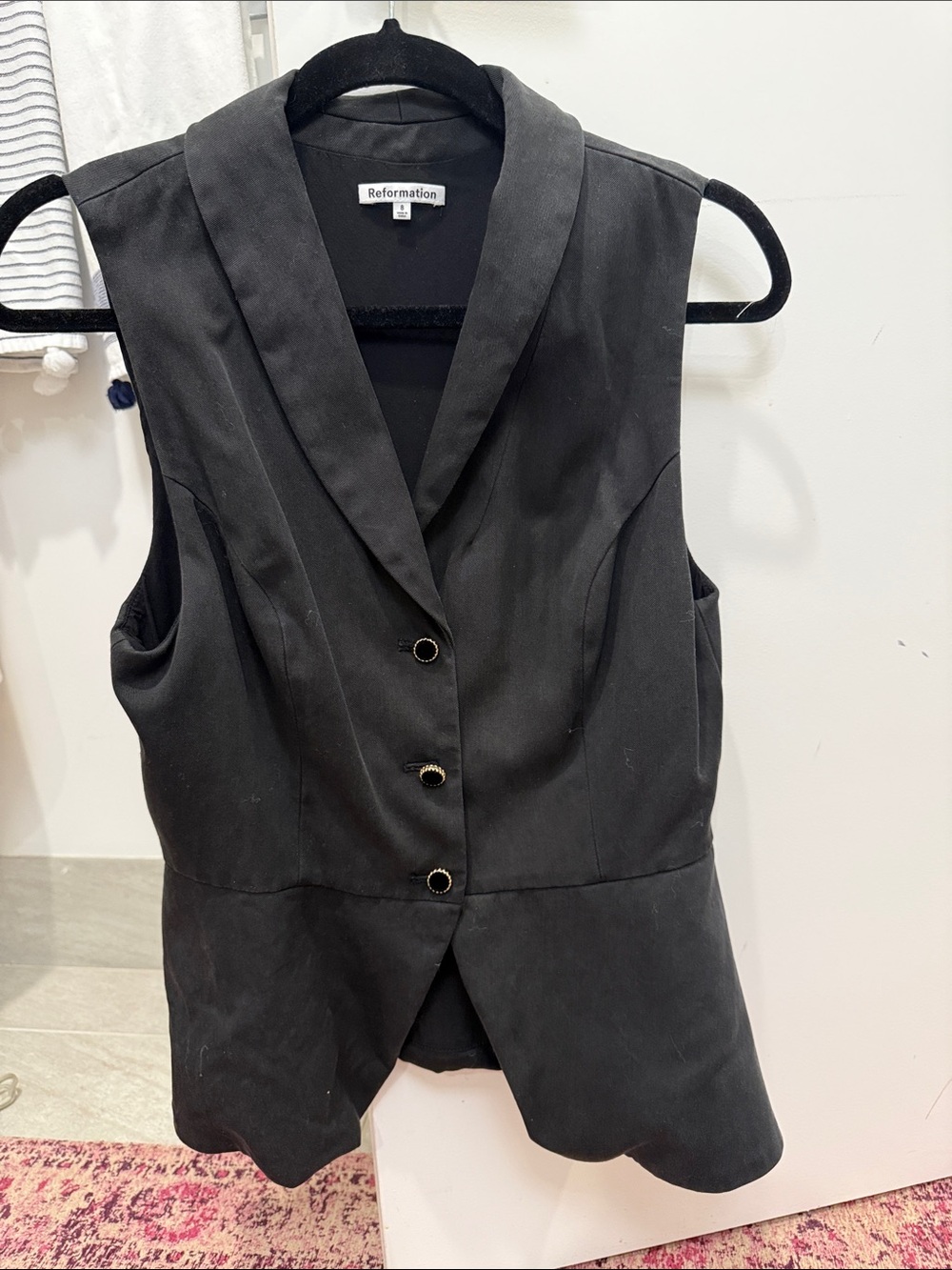 Reformation Black Tailored Vest, Size 8